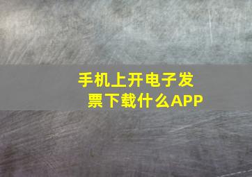 手机上开电子发票下载什么APP