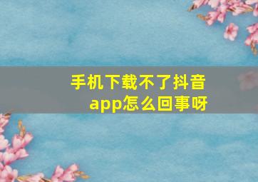 手机下载不了抖音app怎么回事呀