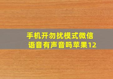 手机开勿扰模式微信语音有声音吗苹果12