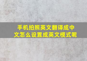 手机拍照英文翻译成中文怎么设置成英文模式呢