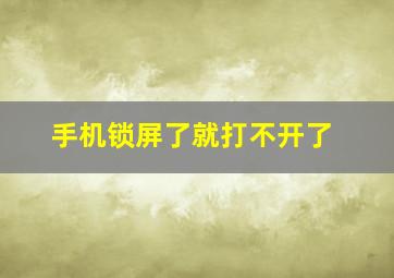 手机锁屏了就打不开了