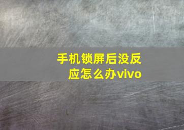 手机锁屏后没反应怎么办vivo