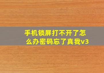 手机锁屏打不开了怎么办密码忘了真我v3