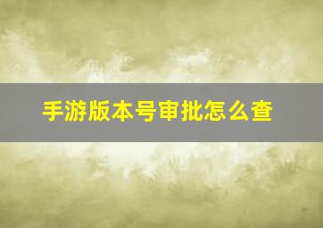 手游版本号审批怎么查