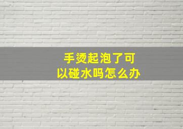 手烫起泡了可以碰水吗怎么办