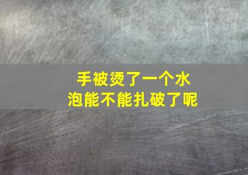 手被烫了一个水泡能不能扎破了呢