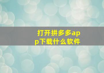 打开拼多多app下载什么软件