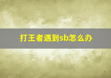 打王者遇到sb怎么办