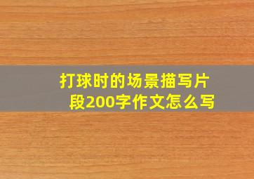 打球时的场景描写片段200字作文怎么写