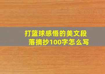 打篮球感悟的美文段落摘抄100字怎么写