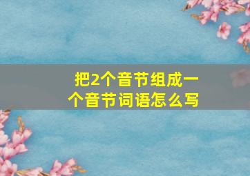 把2个音节组成一个音节词语怎么写