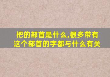 把的部首是什么,很多带有这个部首的字都与什么有关