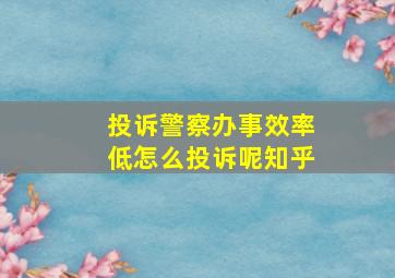 投诉警察办事效率低怎么投诉呢知乎