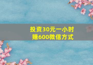 投资30元一小时赚600微信方式