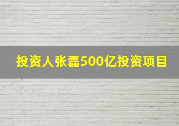 投资人张磊500亿投资项目