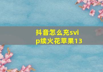 抖音怎么充svip续火花苹果13