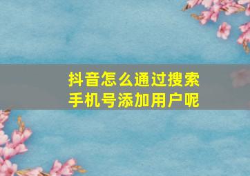 抖音怎么通过搜索手机号添加用户呢