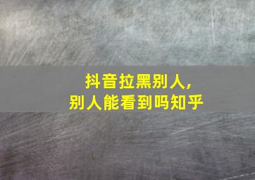 抖音拉黑别人,别人能看到吗知乎