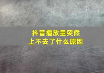 抖音播放量突然上不去了什么原因