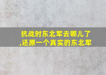 抗战时东北军去哪儿了,还原一个真实的东北军