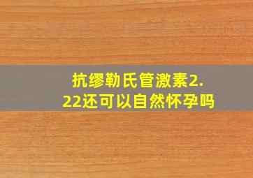 抗缪勒氏管激素2.22还可以自然怀孕吗