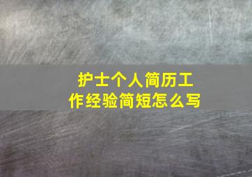 护士个人简历工作经验简短怎么写