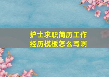 护士求职简历工作经历模板怎么写啊