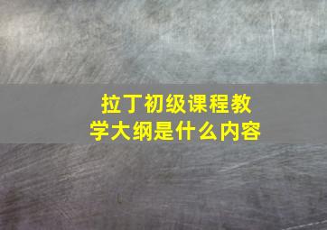 拉丁初级课程教学大纲是什么内容