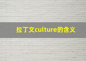 拉丁文culture的含义