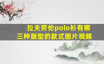 拉夫劳伦polo衫有哪三种版型的款式图片视频