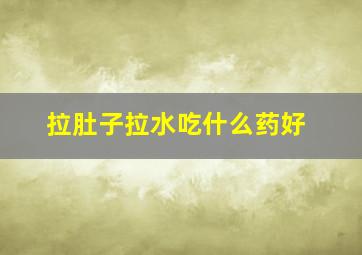 拉肚子拉水吃什么药好