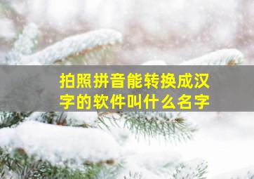 拍照拼音能转换成汉字的软件叫什么名字