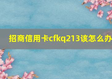 招商信用卡cfkq213该怎么办