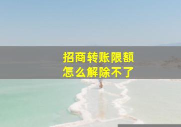 招商转账限额怎么解除不了