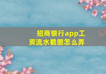 招商银行app工资流水截图怎么弄