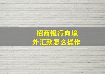 招商银行向境外汇款怎么操作