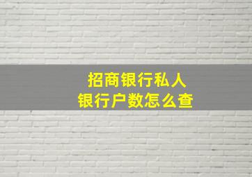 招商银行私人银行户数怎么查