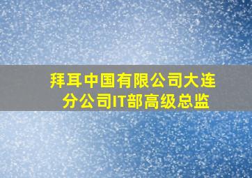 拜耳中国有限公司大连分公司IT部高级总监