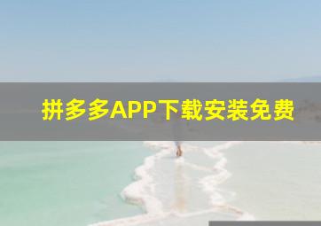 拼多多APP下载安装免费