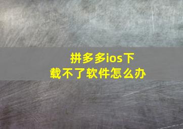 拼多多ios下载不了软件怎么办