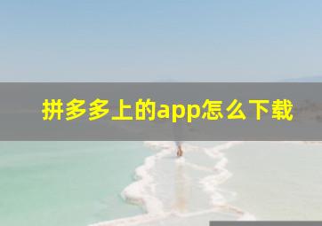 拼多多上的app怎么下载