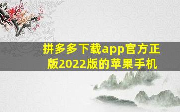 拼多多下载app官方正版2022版的苹果手机