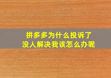 拼多多为什么投诉了没人解决我该怎么办呢