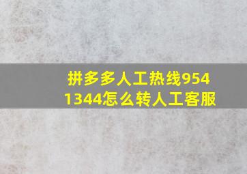 拼多多人工热线9541344怎么转人工客服