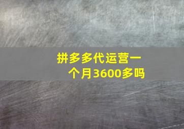 拼多多代运营一个月3600多吗