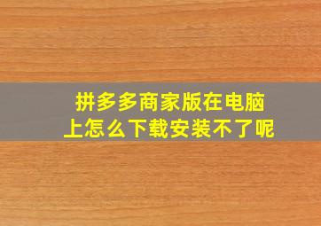 拼多多商家版在电脑上怎么下载安装不了呢