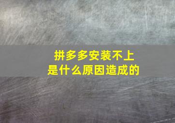 拼多多安装不上是什么原因造成的