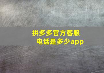 拼多多官方客服电话是多少app