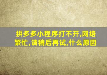 拼多多小程序打不开,网络繁忙,请稍后再试,什么原因