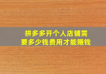 拼多多开个人店铺需要多少钱费用才能赚钱